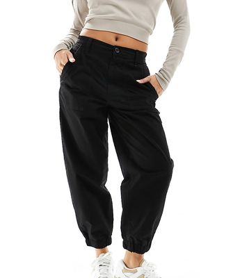 Noisy May Petite elasticated waist cargo pants in black-Brown