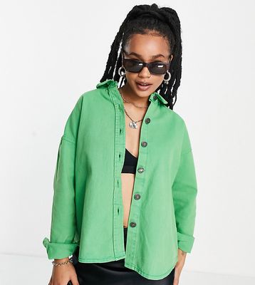 Noisy May Petite lightweight denim shirt jacket in bright green
