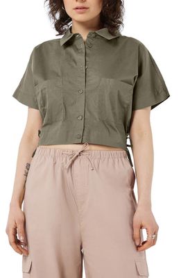 Noisy may Pinar Side Tie Crop Shirt in Crocodile Detail Solid