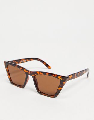 Noisy May pointed sunglasses in tortoiseshell-Brown