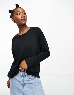 Noisy May relaxed long sleeve t-shirt in black