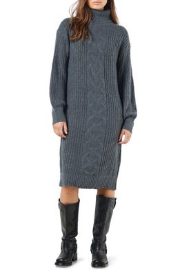 Noisy may Rosie Rib Turtleneck Sweater Dress in Stormy Weather
