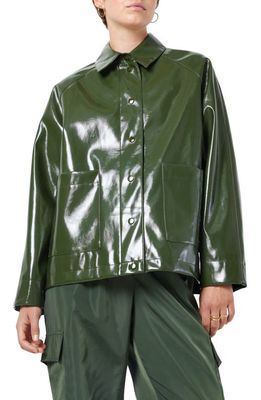 Noisy may Sky Faux Leather Jacket in Kombu Green
