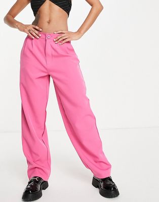 Noisy May tailored dad pants in bright pink