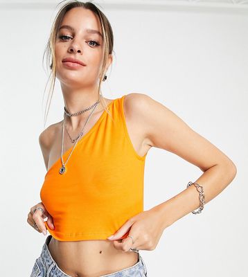 Noisy May Tall one shoulder crop top in orange