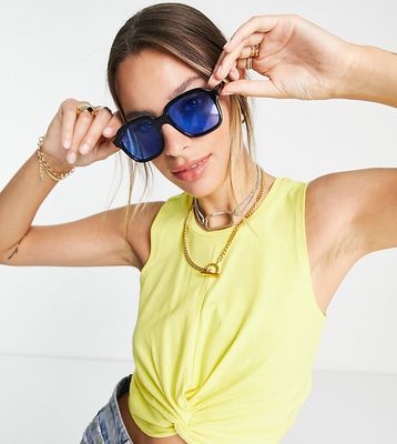 Noisy May Tall twist front cropped top in bright yellow