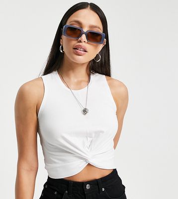 Noisy May Tall twist front cropped top in white
