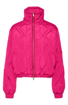 Noisy may Ziggy Quilted Bomber Jacket in Pink Yarrow