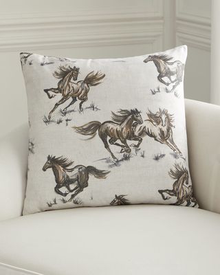 Nokota Horse-Print Pillow, 24" Square