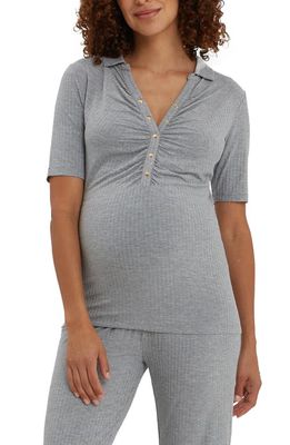 Nom Maternity Calista Maternity/Nursing Top in Heather Gray 