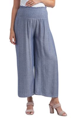 Nom Maternity Corsica Smocked Pants in Chambray