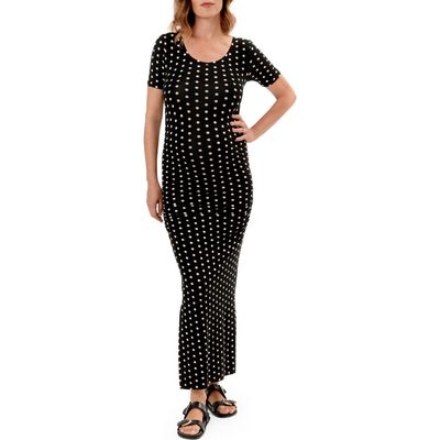 Nom Maternity Hugo Maxi Maternity Dress in Polka Dot Black 