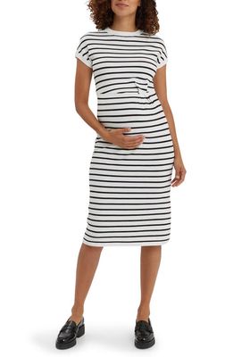 Nom Maternity Lydia Stripe Knit Maternity Dress in Blue & White Stripe