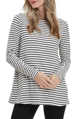 Nom Maternity Nicolette Maternity Top in White/Navy Stripe 