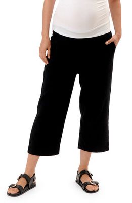 Nom Maternity Remy Smocked Crop Cotton Maternity Pants in Black 