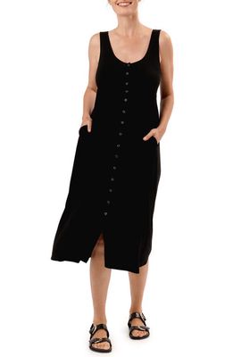 Nom Maternity Rib Maternity/Nursing Midi Dress in Black 