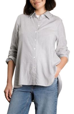 Nom Maternity The Everyday Gauze Maternity Button-Up Shirt in Blue White Stripe