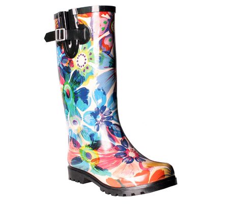 Nomad Blue Multi Flower-Print Rain Boot - Puddl es