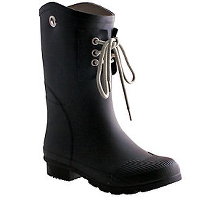 Nomad Lace-Up Detail Rubber Rain Boots -  Kelly B