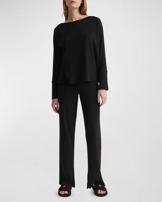 Noomi Ribbed Bateau-Neck Pullover