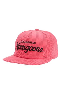 Noon Goons Champions Embroidered Corduroy Cap in Pink