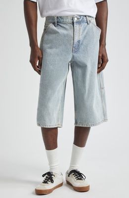 Noon Goons Jailhouse Denim Carpenter Shorts in Washed Blue 