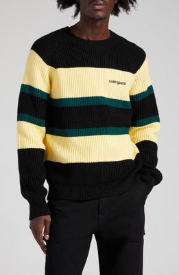 Noon Goons Phat Budde Stripe Logo Embroidered Sweater in Black