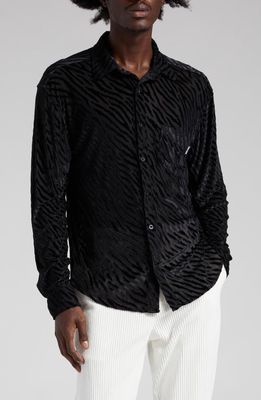 Noon Goons Tijuana Tiger Jacquard Button-Up Shirt in Black