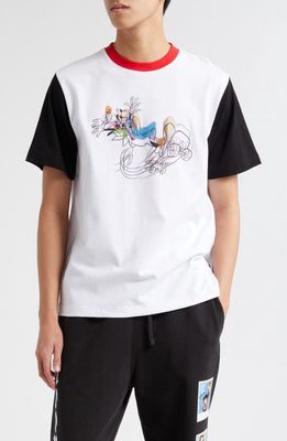 Noon Goons x Disney Yea I Can Skate Colorblock Graphic Ringer T-Shirt in White/Black/Red