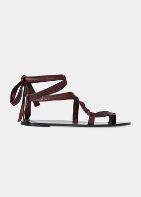 Nora Napa Leather Strappy Ankle-Tie Sandal