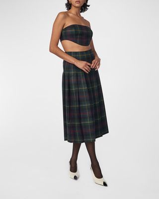 Nora Plaid Curved Bandeau Top