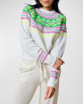 Nora Raglan-Sleeve Fair Isle Knit Sweater