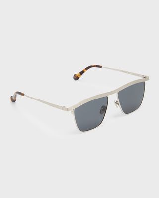 Noran Grey Stainless Steel & Plastic Aviator Sunglasses