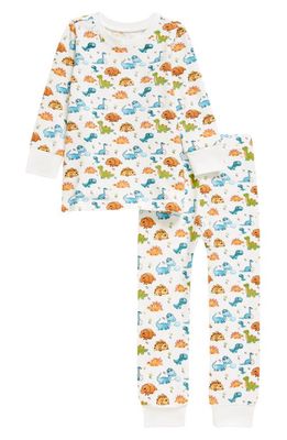 Norani Baby Dinos Stretch Organic Cotton Pajamas in Orange/Blue