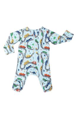 Norani Cars Print Organic Cotton Footie in Blue Multi 