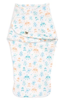 Norani Print Stretch Organic Cotton Swaddle Blanket in Blue/Green