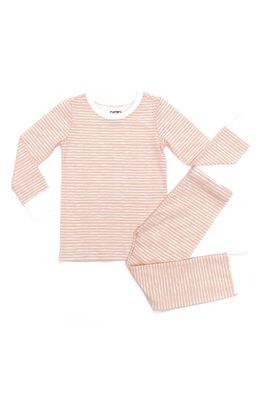 Norani Stripe Fitted Two-Piece Stretch Organic Cotton Pajamas in Pink