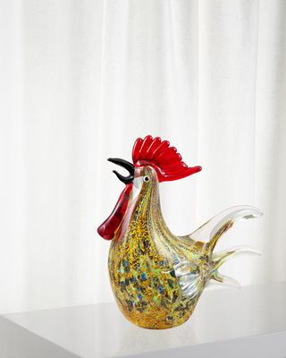 Norco Art Glass Rooster Sculpture - 7" x 4" x 7.75"