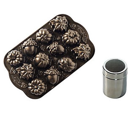 Nordic Ware Autumn Delights Cakelet Pan & Duste r