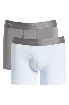 Nordstrom 2-Pack 5-Inch Modern Stretch Supima Cotton Boxer Briefs in Blue Xenon- Charcoal Pack