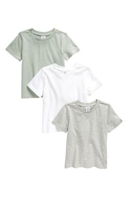 Nordstrom 3-Pack Assorted Cotton Crewneck T-Shirts in Green- Grey Heather Pack 