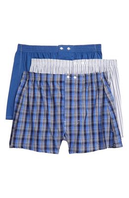 Nordstrom 3-Pack Classic Fit Boxers in Navy Peacoat Stripe Plaid Pack 