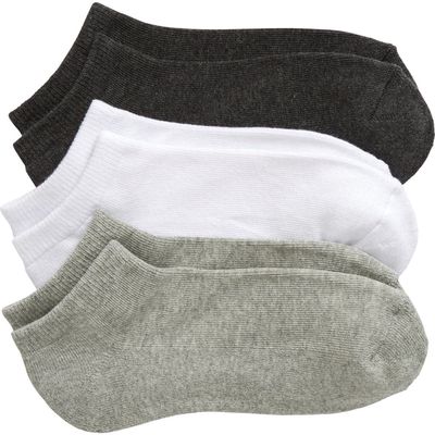 Nordstrom 3-Pack Everyday Ankle Socks in Black -Grey -White 