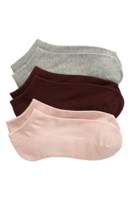 Nordstrom 3-Pack Everyday Ankle Socks in Pink Puff -Grey Multi