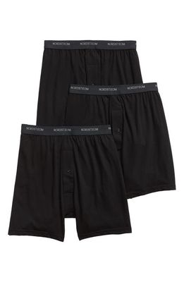 Nordstrom 3-Pack Supima Cotton Boxers in Black