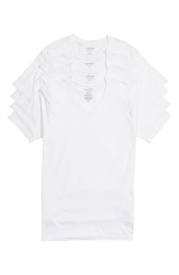 Nordstrom 4-Pack Regular Fit Supima Cotton V-Neck T-Shirts in White