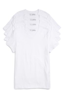 Nordstrom 4-Pack Trim Fit Supima Cotton V-Neck T-Shirts in White