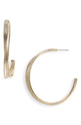 Nordstrom 50mm Textured Triple Hoop Earrings in Gold
