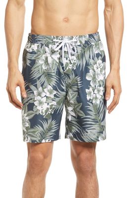 Nordstrom 7-Inch Recycled Polyester Classic Swim Trunks in Navy India Ink Tropical Floral