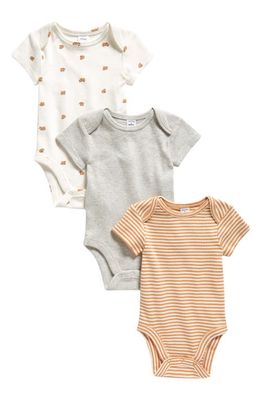 Nordstrom Assorted 3-Pack Cotton Bodysuits in Ivory Egret Bears Pack